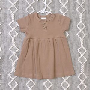 NEW Boutique Pale Pink Short Sleeve Button Ribbed Organic Cotton Dress